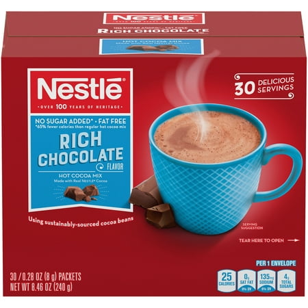 Nestlé No Sugar Added Rich Milk Chocolate Hot Cocoa 30 single serve