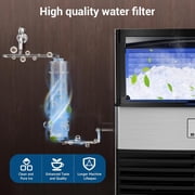 Friwest 450LBS/24H Commercial Ice Maker Machine, 120LBS Storage Bin, Under Counter Stainless Steel Ice Machine with Self-Cleaning LCD Panel for Restaurant, Bar, Café, Office & Hotel