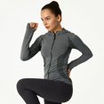 thumbnail image 1 of Ropa de secado rápido con capucha Ropa de entrenamiento para mujer Chaqueta para correr Cremallera sin costuras Ropa de fitness Ropa deportiva ajustada de manga larga, 1 of 5