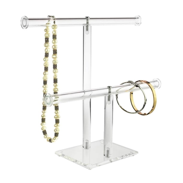 Soporte De Árbol De Joyería De Acrílico Organizador T-Bar Collar Soporte De Exhibición Pendientes Titular Para Colgar En El Hogar Estante Colgante Para Más Pulseras Anillos Relojes Guardurnaity HA018898-00