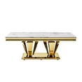 thumbnail image 2 of Modern Rectangular Coffee Table With Marble Pattern Top And Stainless Steel Base In Gold Mirror Finish, 51.61" X 27.55" 17.71 17.71" Dimension, 0.78" Thick Finish, 2 of 4