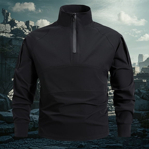 PAFNAFHF Casual Quarter Zip Pullover Men Golf Windbreaker Athletic Lightweight Jacket Hiking Running Sweatshirt with Pocket L