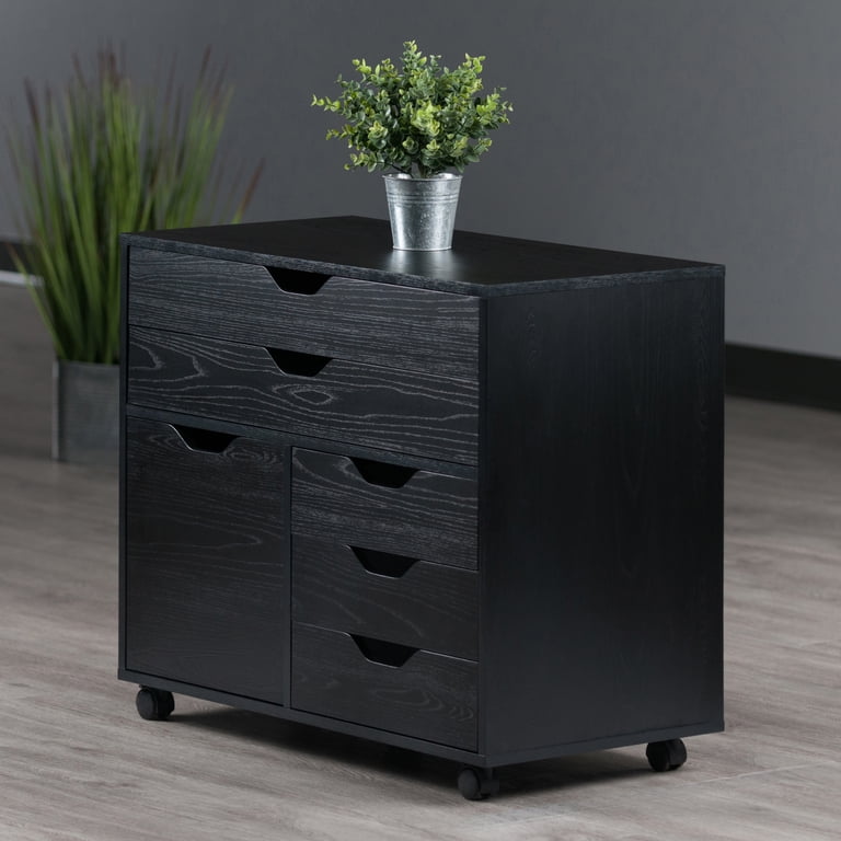 処分価格: 新品未使用　ferm Living バスルームシェルフ　ブラック　黒 Winsome Wood Halifax 3-Section Rolling Home Office Cabinet