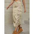thumbnail image 3 of Denim Skirt Below Knee Length High Waisted Jean Skirts for Women Shallow Khaki XL, 3 of 7
