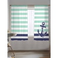 thumbnail image 5 of Blue Anchor Sheer Curtains 2 Panels Set Costal Mint Green White Stripes Background Lihgt Filtering Rod Pocket Voile Drape, Semi Sheer Window Curtains for Bedroom Living Room, 52"x72", 5 of 5