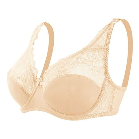 Plus Size Bras for Women Push Up Bras Backless Bra Minimizer Bras Non Wired Womens Solid Lace Lingerie Bras Underwear Bralette Bras Comfortable Bra Large Size Underwire Lace Gather Thin Un2041