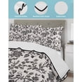 thumbnail image 4 of Farmhouse Black Full Size Down Alternative Comforter, Lightweight Comforter Quilt Bedding Set with Pillow Shams Vintage Flower Leaf Botanical Plant All Seasons Bed Comforter Duvet Insert 78"x90", 4 of 7