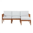thumbnail image 4 of Walker Edison Modern 3-Piece Eucalyptus Outdoor Sectional Set, Brown, 4 of 6