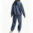 thumbnail image 3 of Womens 2 Piece Outfits Casual Hoodie Sweatsuit Sets Oversized Zip up Sweatshirt Baggy Sweatpants with Pockets New Beach Vacation Clothes for Women Two Piece Set Dark Blue S, 3 of 9