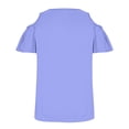thumbnail image 6 of GXIPO Off Shoulder Shouder Shirts for Women Basic Crew Neck Tops Womens Fall Short Sleeve Blouse Flattering Tunic Royal Blue S, 6 of 6