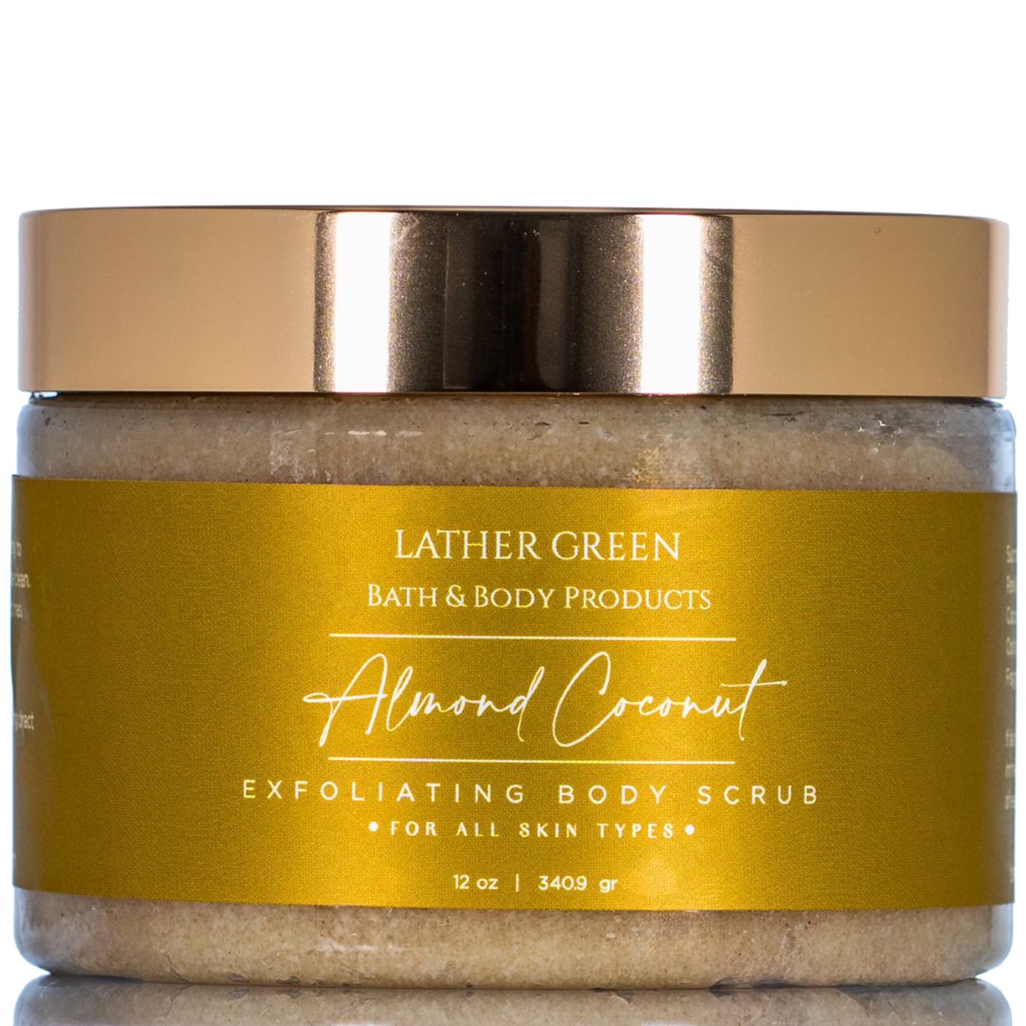Almond Coconut Exfoliating Sugar Body Scrub, Hydrating for Smooth & Radiant Skin, 12 oz by LatherGreen