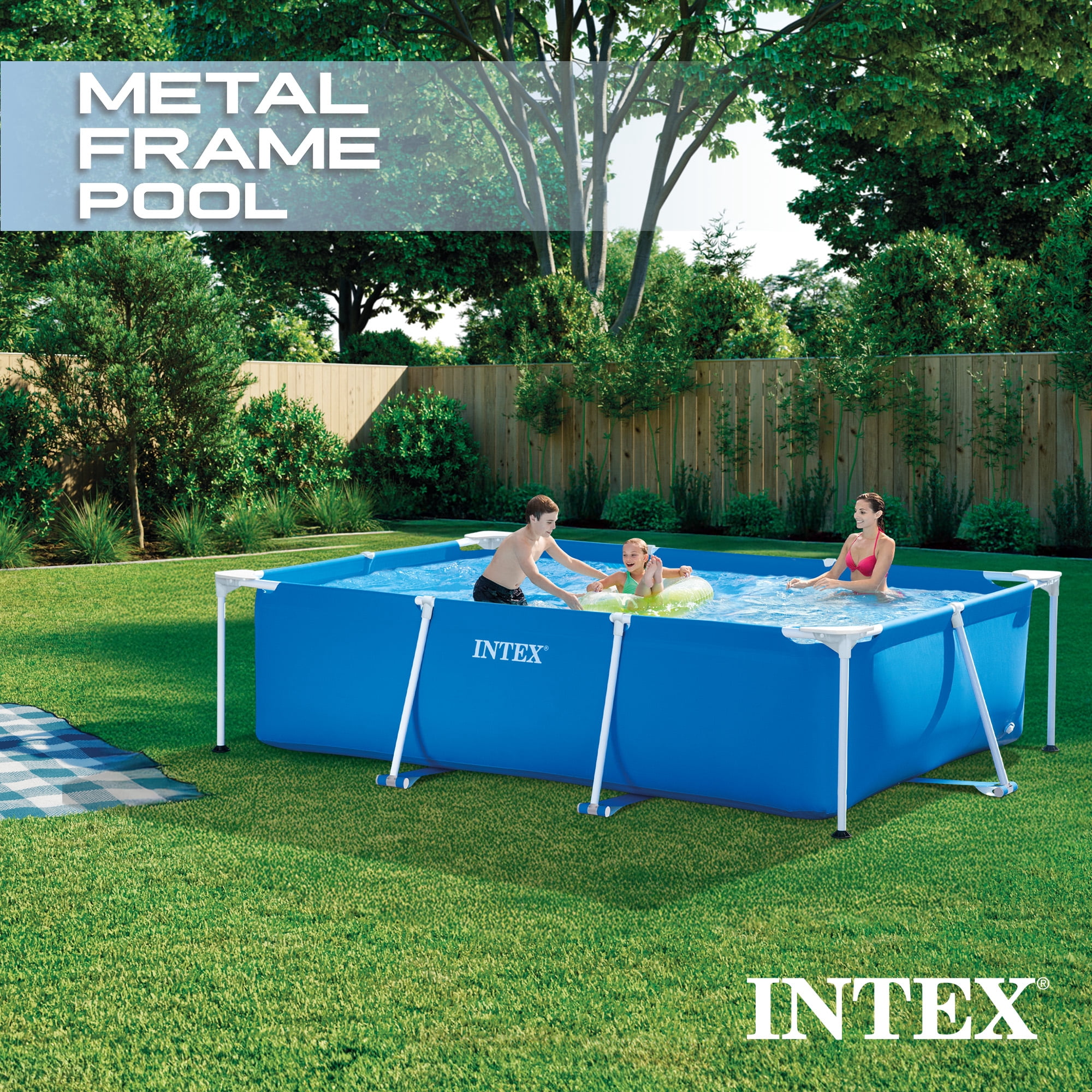 Open Box Intex 9.8'x29.5" Rectangular Frame Above Ground Outdoor Swimming Pool