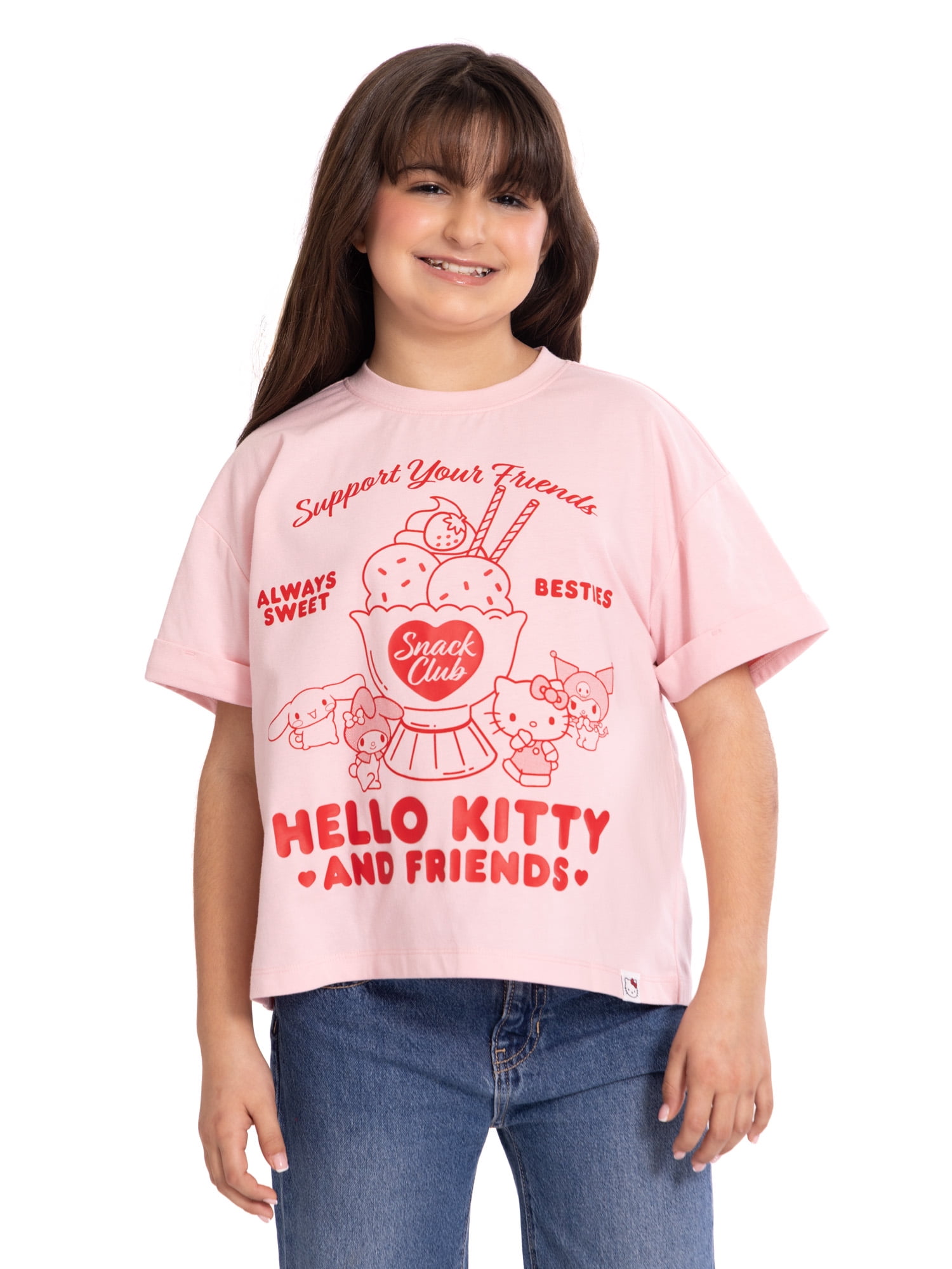 Wonder Nation x Hello Kitty Girls Graphic Tee with Short Sleeves, Sizes 4-16