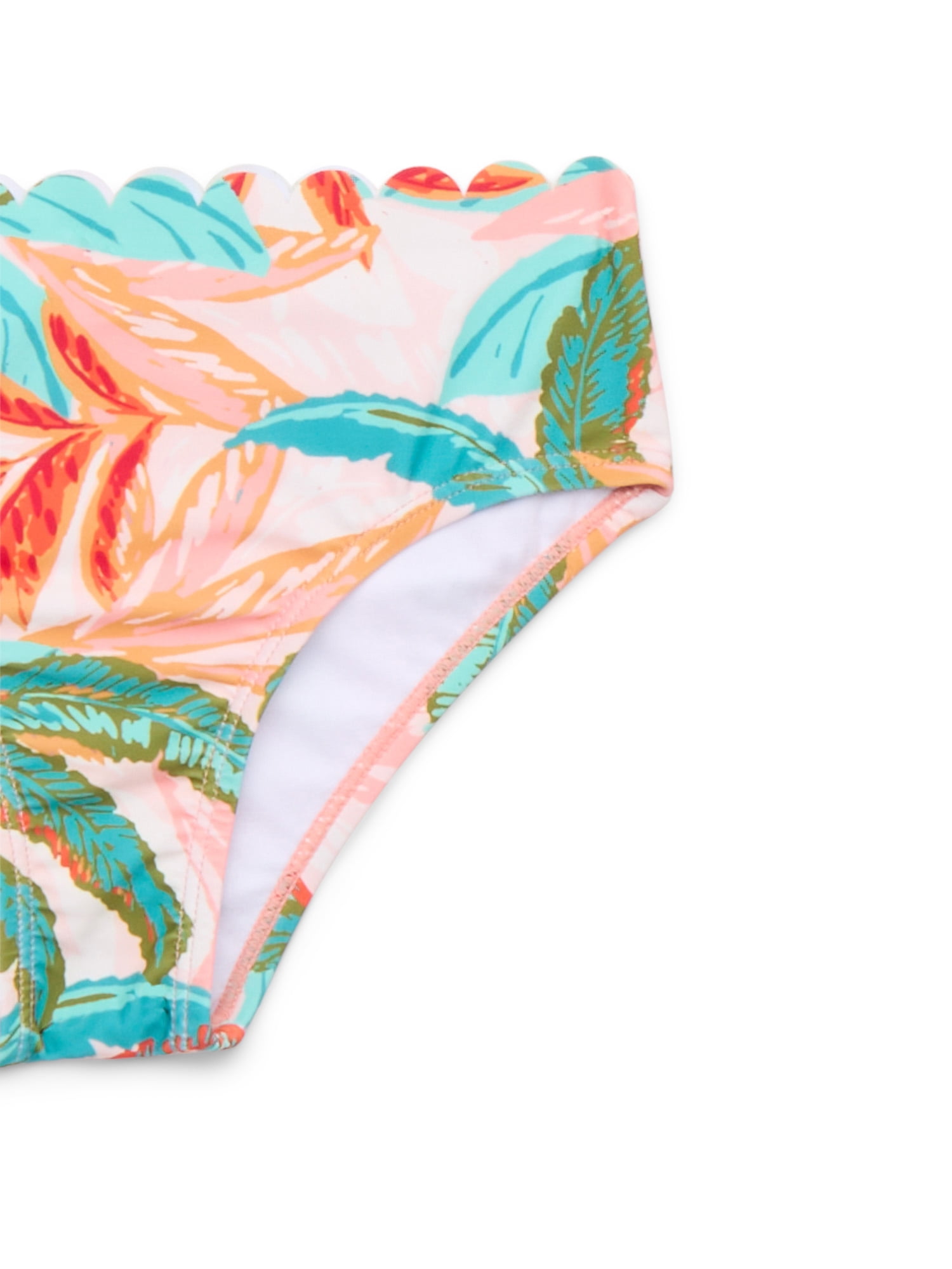 Jessica Simpson Girls Asymmetric Scalloped Swimsuit Set, 2-Piece, Sizes XS-XL