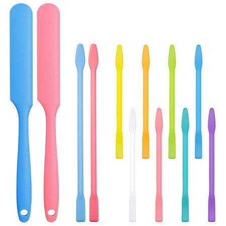 12pcs Wax Sticks Silicone Waxing Spatulas for Hair Removal Reusable Silicone Applicator Different Sizes Scrapers Hard Sticks for Home Salon Body Use