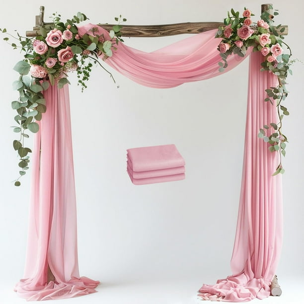 Telón de telón de fondo de tela para decorar arco de boda, 3 paneles de 28.7 x 20 pies, tela transparente para bodas, cenadores, ceremonias, fiestas