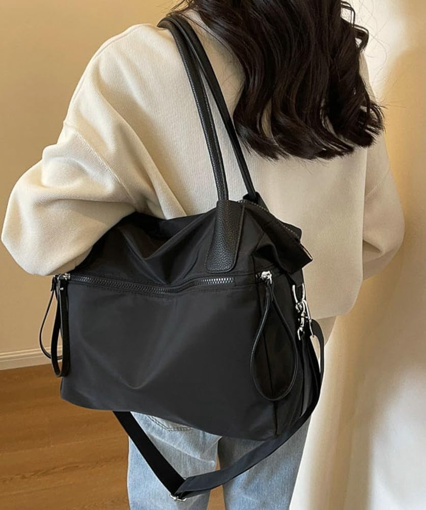 Zhengup Large Handbags for Women Top-Handle Purse Roomy Casual Shoulder Crossbody Bags Nylon Travel Working Tote Purse