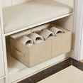 thumbnail image 6 of Cotton Blend Folding Storage Bin, 1 Pack Large Storage Basket, Washable, Clothing Storage Bin with Handle, Closet Organizer for Storage Sweater,Sheets, 16.14x9.45x6.69in(Beige), 6 of 6