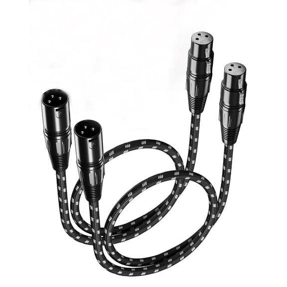 Hoey XLR Cable 3.3FT Braided 3-Pin Balanced Mic Cord Studio Male/Female