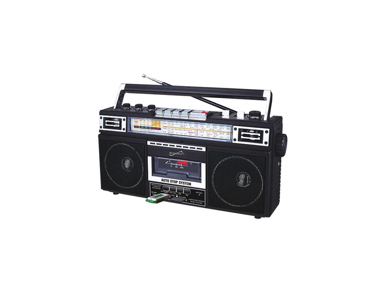 Supersonic Portable AM/FM Radio, Black, SC-3201BT-BK