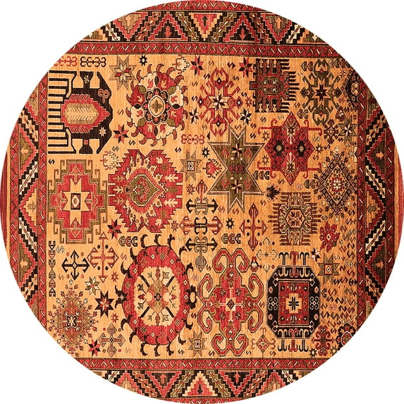Ahgly Company Indoor Round Oriental Orange Industrial Area Rugs, 4' Round
