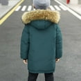 thumbnail image 7 of Kids Boys Girls Puffer Parka Jacket with Pockets Casual Winter Warm Button Hooded Coat, Blue, 7 of 7
