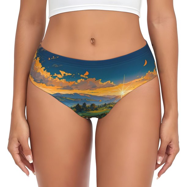 Fotbe Sunflowers At Sunset Calzones Estampados para Mujer – Ropa Interior de Algodón, Cómoda, Suave y Elástica-X-Large