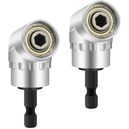 

2 Piece Right Angle Drills Angled Adapter Driver and Screwdriver Drill Attachment with Magnetic Bit Holder Quick Change Hex 6mm to 1/4- inch Drill