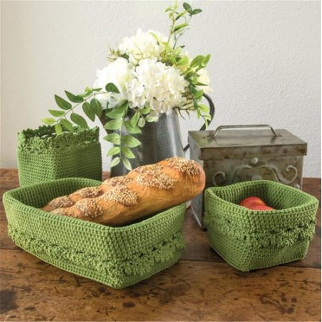 Mode Crochet Basket With Trim Sage Set Of 3