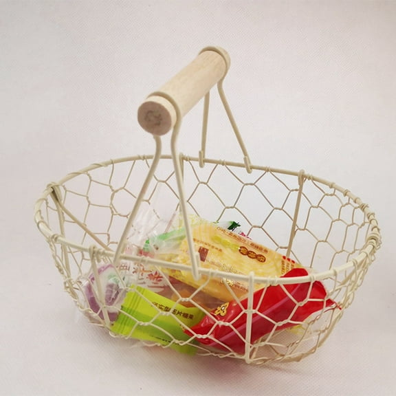 Wedding Flower Girl Baskets Small Rustic Flower Basket Wedding Metal Basket with Handle Tiny Petal Basket for Flower Girl Kid Wedding Home Decor, 7.09 x 4.72 x 4.92 Inch