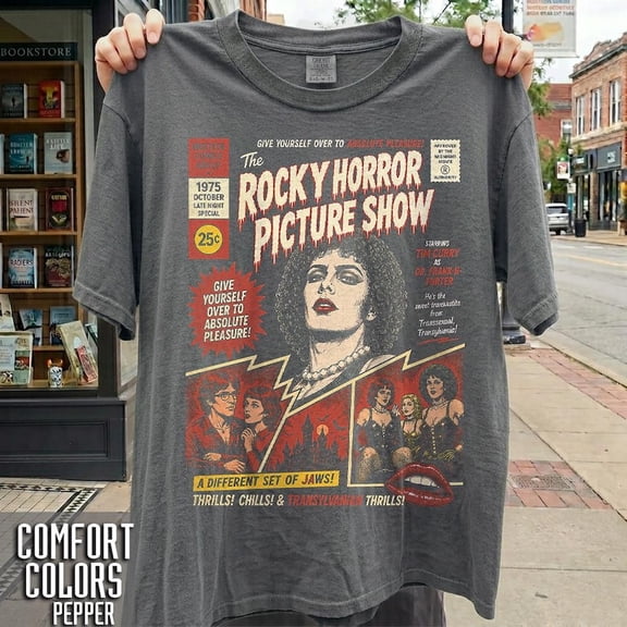 Vintage Rocky Horror Picture Show Comic Shirt, Halloween Graphic Tee, Retro 70s Cult Movie T-Shirt, Comfort Colors Curry
