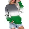 thumbnail image 2 of BLCHUNen Chandails en Molleton pour Femmes Mode Dégradé Couleur Manches Longues Col Rond Chandail Décontracté Extérieur Blouses Automne, 2 of 6