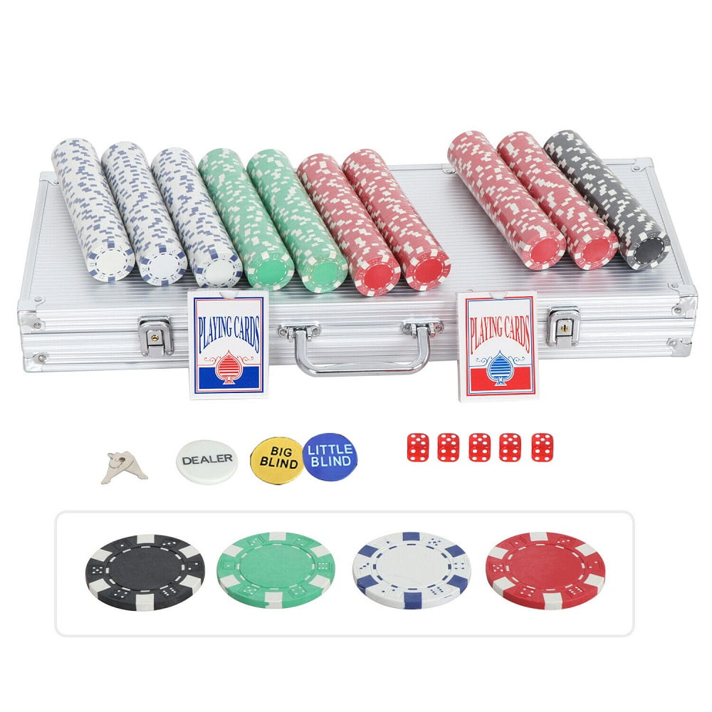 500PCS Chips Poker Dice Chip Set Texas Blackjack Cards Game w/ Aluminum Case 