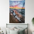 thumbnail image 3 of Driftwood Tapestry, Driftwood on the Shores of the Lake Set against the Sunset Horizon Image, Wall Hanging for Bedroom Living Room Dorm Decor, 60W X 80L Inches, Blue Grey Orange, by Ambesonne, 3 of 5