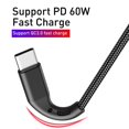 thumbnail image 2 of 1m Usb Nylonbraided de carga rápida de la sincronización de datos del paladio 60w del cable del Usb C para mecanografiar el cordón de C, 2 of 5