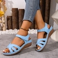 thumbnail image 4 of Rokment Womens Platform Wedges Dressy Sandals 2026 Summer Comfortable Leather Open Toe Orthopedic Arch Support Walking Sandals for Woman Beach F Size 7.5, 4 of 7