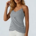 thumbnail image 5 of ZHYou No Boundrie Camisole Tops for Women V Neck Spaghetti Strap Wrap Front Ruched Loose Fit Casual Summer Tank Tops Gray Size 2XL, 5 of 7