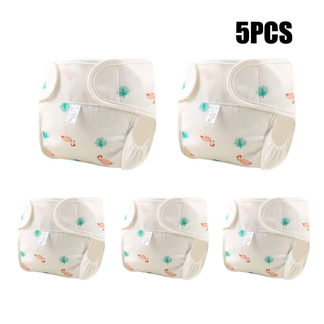 5PCS Baby Reusable Diapers 100% Cotton Cloth Panties Waterproof Kid Training Pants Adjustable Washable Breathable Ecological