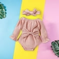 thumbnail image 7 of Otqutp Birthday Romper for Toddler Baby Girls Romper Long Sleeved Bow Solid Color Harness Outside Bodysuit Romper Jumpsuit, 7 of 7