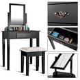 thumbnail image 4 of Costway Makeup Desk Vanity Dressing Table Set W/Square Mirror Stool 1 Large Drawer Black, 4 of 10