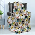 thumbnail image 4 of Classic Rock Soft Flannel Fleece Throw Blanket, 6 String Classical Guitars Repeating Pattern on Musical Notes Background, Cozy Plush for Indoor and Outdoor Use, 50" x 60", Multicolor, by Ambesonne, 4 of 5