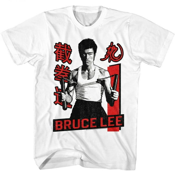 Bruce Lee Nunchucks White Adult T-Shirt