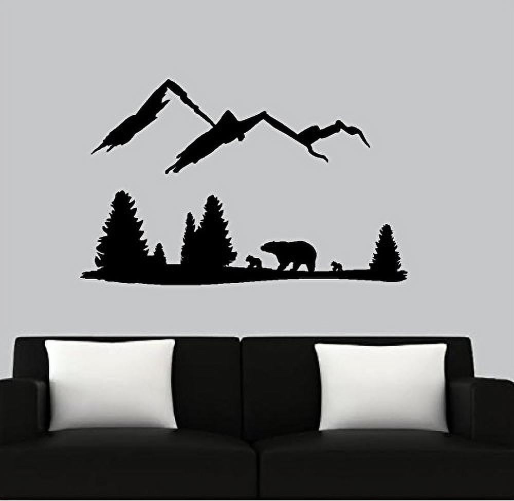 Permanent Vinyl Decal Bear with Mountain Silhouette