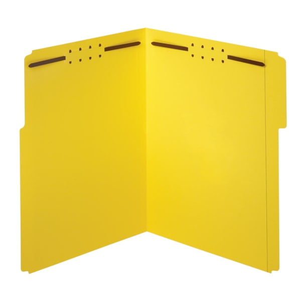 Office Depot Color Fastener File Folders, Letter Size, Yellow, Pack Of 50, OD22940