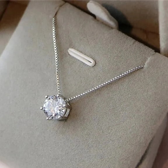 3CT Round Cut Lab Created Diamond Solitaire Pendant 14K White Gold Plated Sterling Silver
