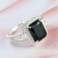 thumbnail image 3 of 925 Sterling Silver Square Cut Black Onyx Wedding Engagement Ring Cocktail Rings Black Cubic Zirconia Simulated Diamond Anniversary Promise Wedding Band Engagement Ring, 3 of 5
