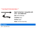 thumbnail image 2 of Right Tie Rod End - Compatible with 2014 - 2016 BMW 435i 2015, 2 of 2