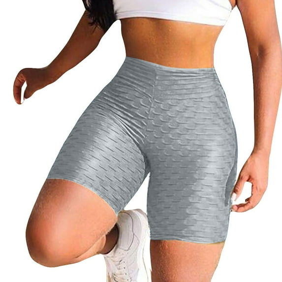 PEASKJP Women's Shorts Tummy Control Quick-Dry Yoga Shorts for Bike Yoga Shorts Workout Shorts Grey M
