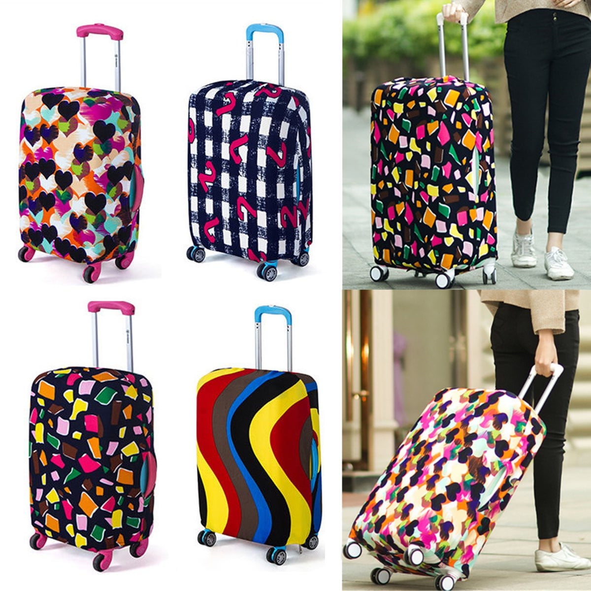 Travel Elastic Spandex Suitcase Protector with Luggage Tag Fits 19 to 20 Inch Galaxy Luggage Cover THome Protective Washable Suitcase Cover 