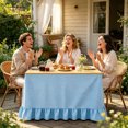 thumbnail image 3 of Checkered Desk Skirt,Ruffled Elastic Wrap Around Table Cover,Home Decor Table Skirt,72.1"×29.9"(Sky Blue), 3 of 3